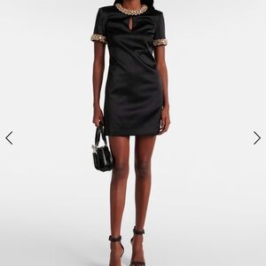 Self-Portrait Black Satin Embellished Dress size 2